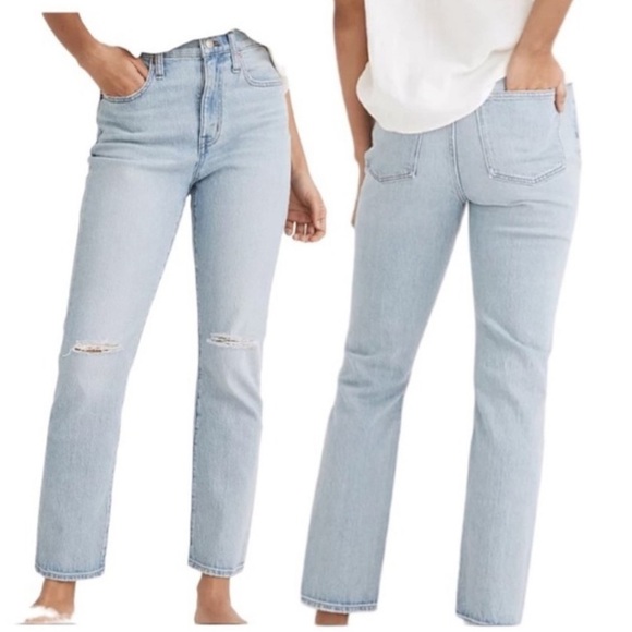 Madewell Denim - Madewell The High Rise Slim Crop Boy Jean Distressed Light Wash Size 27